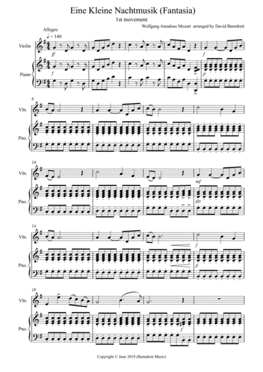 Eine Kleine Nachtmusik (Fantasia) 1st Movement for Violin and Piano (arr. David Burndrett)