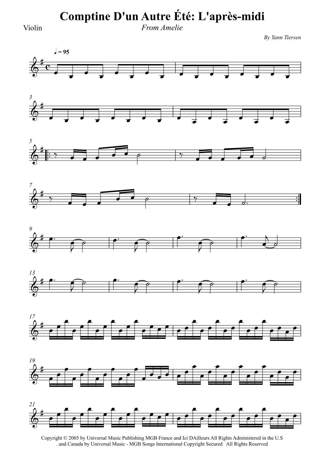 Comptine D'un Autre Été: L'après-midi (arr. Wesley S. SIlva)