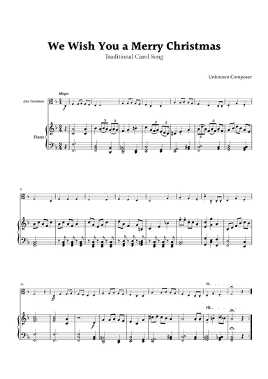 We Wish you a Merry Christmas for Alto Trombone and Piano (arr. Rika K.)
