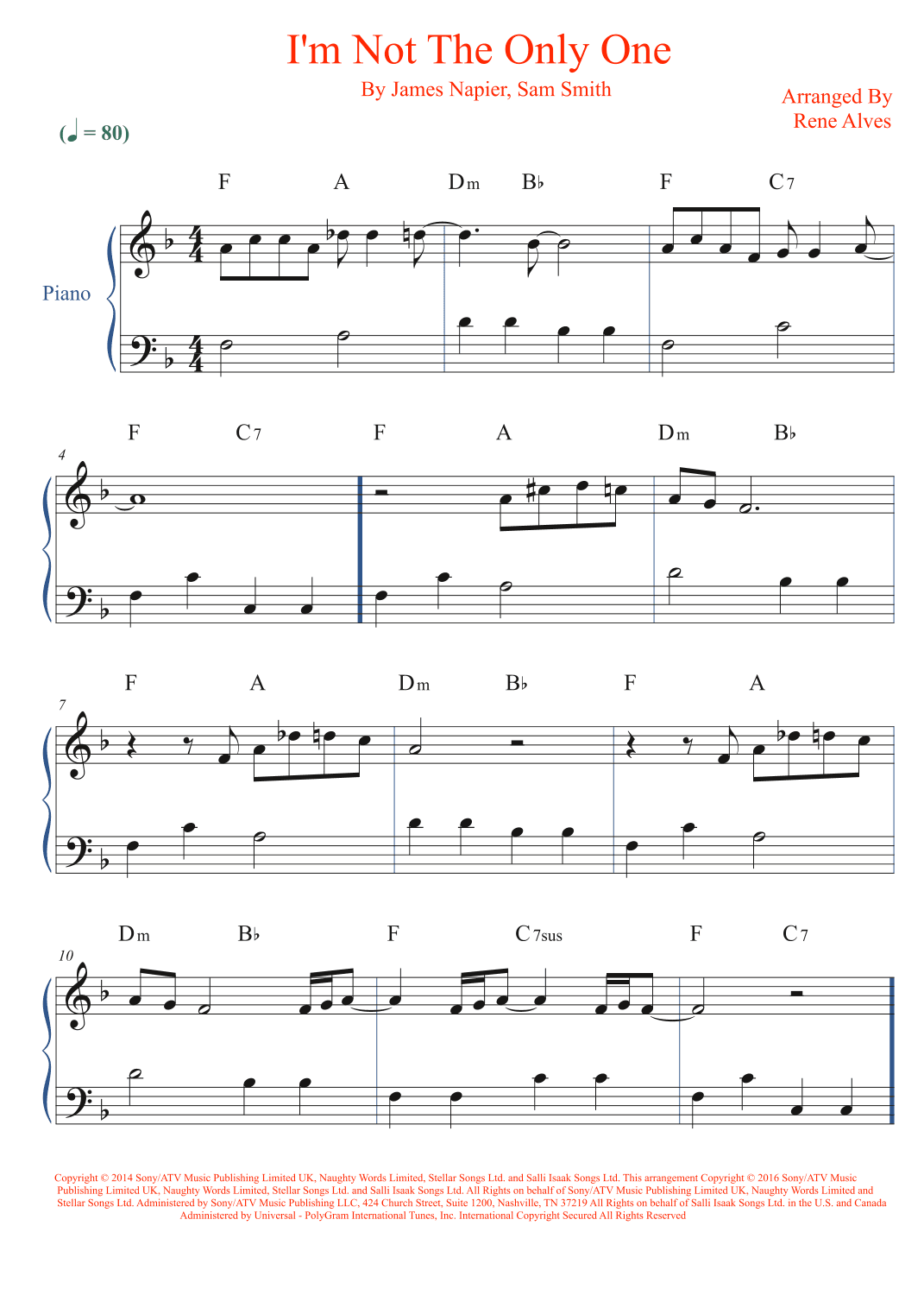 I'm Not The Only One (arr. Rene Alves)