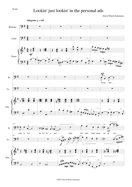 Lookin' just lookin' in the personal ads for low voice, cello and piano