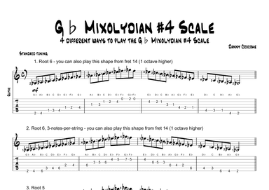 Gb Mixolydian #4 Scale (4 Ways to Play)