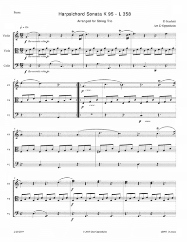 Harpsichord Sonata K 95 - L 358 arranged for String Trio (arr. D Oppenheim)