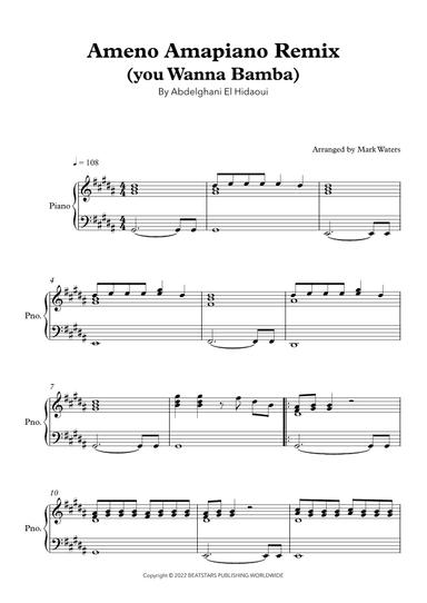 Ameno Amapiano Remix (you Wanna Bamba) (arr. Mark Waters)