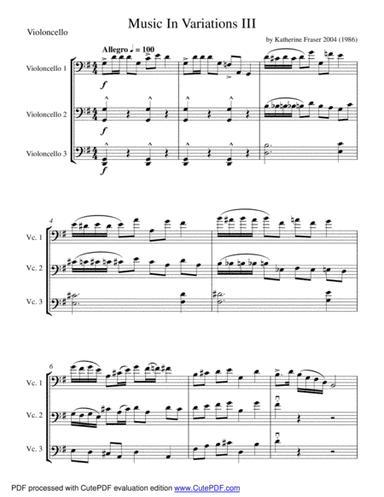 Music in Variations III for Three Cellos