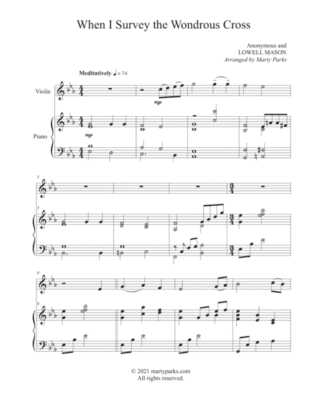 When I Survey the Wondrous Cross (Violin-Piano) (arr. Marty Parks)