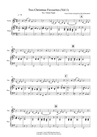 2 Christmas Favourites for Violin and Piano (volume one) (arr. David Burndrett)