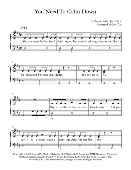 You Need To Calm Down (arr. Joe Cox)