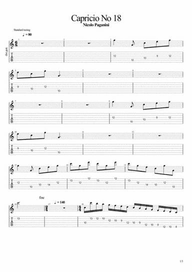 Capricio No 18 Guitar 2 (arr. John Hurford)