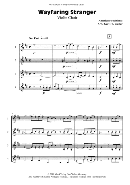 Wayfaring Stranger (arr. Gert Th. Walter)