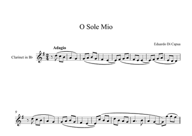 O Sole Mio - Eduardo Di Capua (Clarinet) (arr. Digital Book Music)