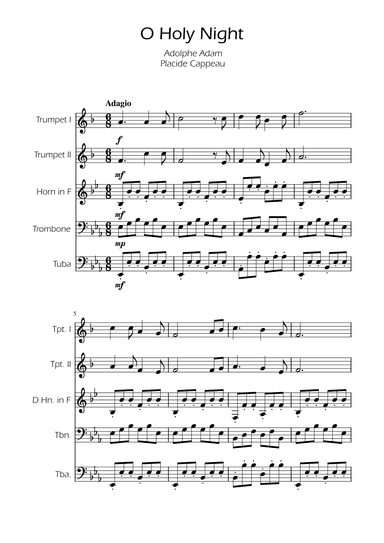 O Holy Night - Brass Quintet w/ Piano (arr. Ygor Nunes)