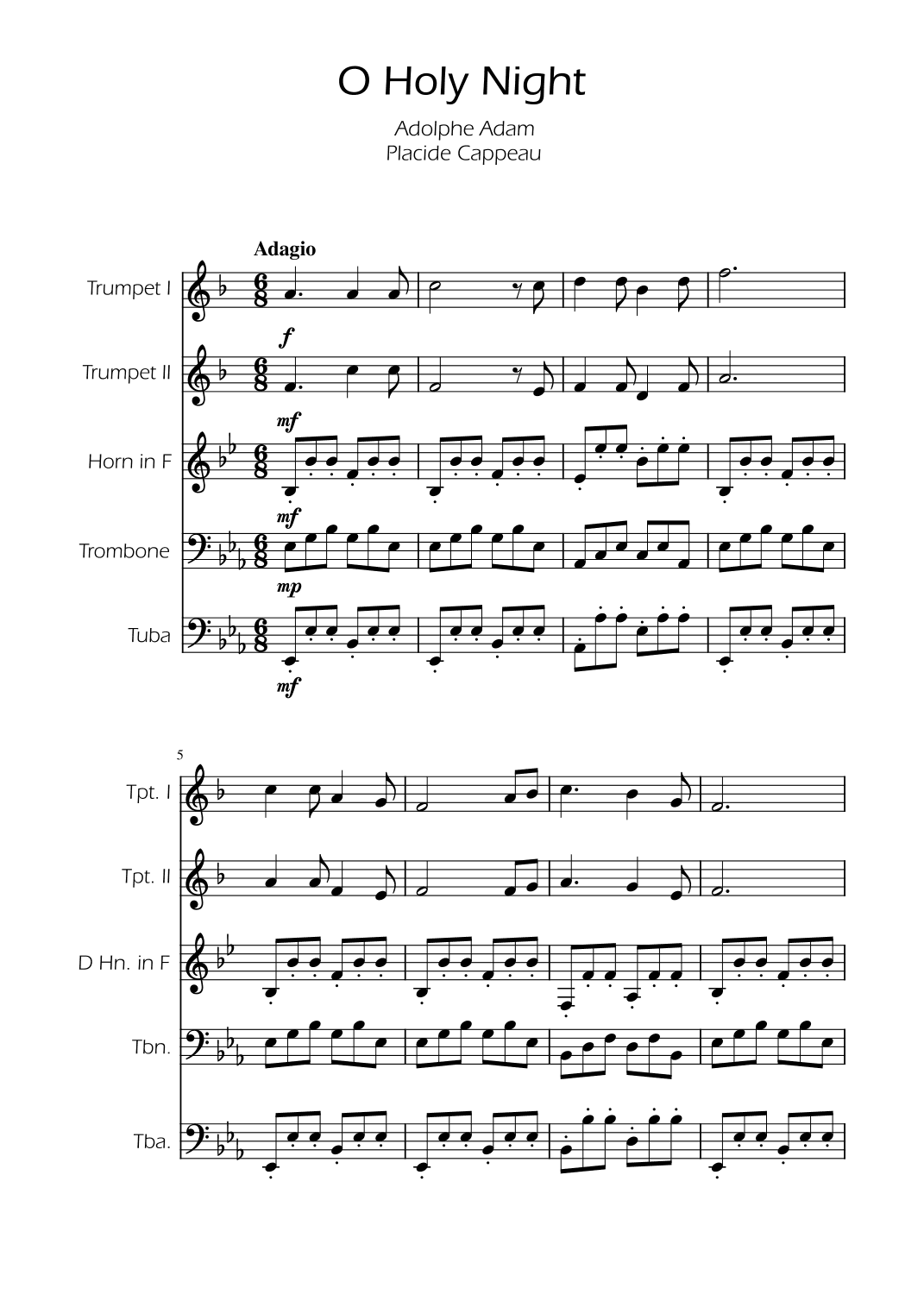 O Holy Night - Brass Quintet w/ Piano (arr. Ygor Nunes)