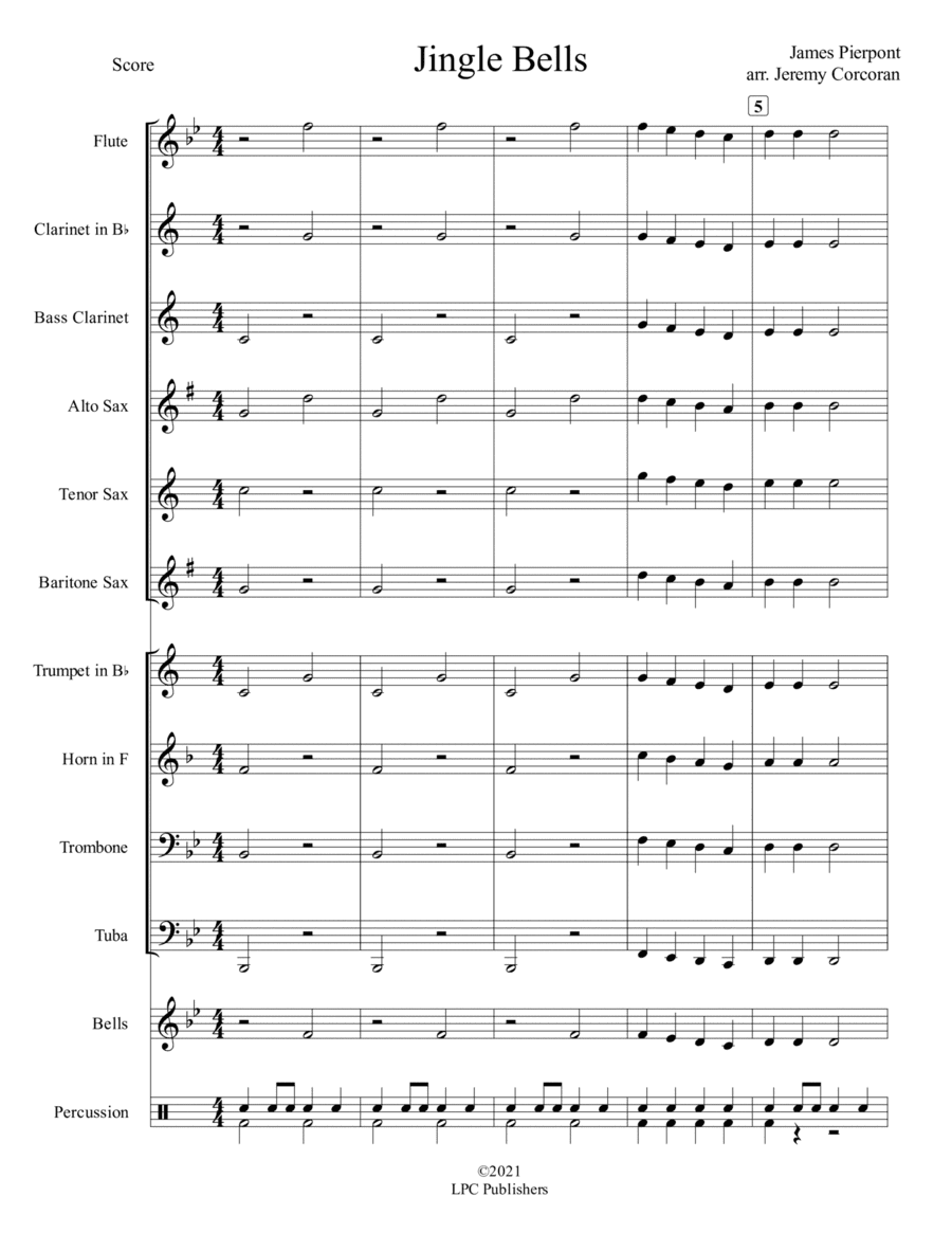 Jingle Bells for Concert Band (arr. Jeremy Corcoran)