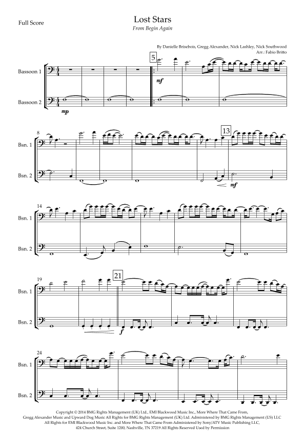 Lost Stars (arr. Fabio Britto)