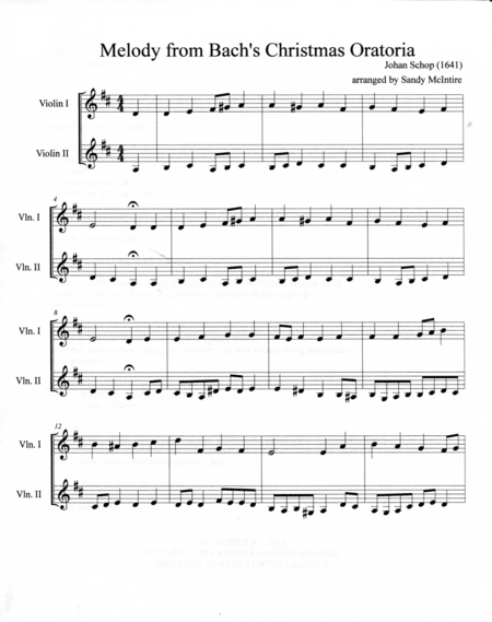 Melody from Bach's Christmas Oratoria (arr. Sandy McIntire)