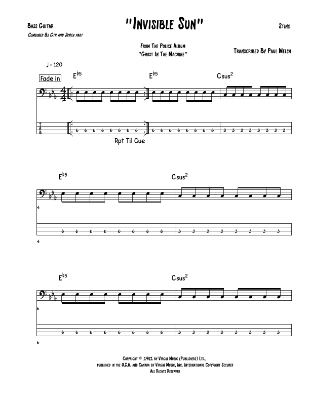 Invisible Sun (arr. Accubass)