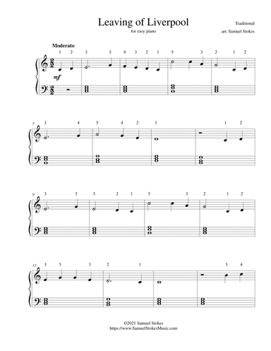 Leaving of Liverpool - for easy piano (arr. Samuel Stokes)