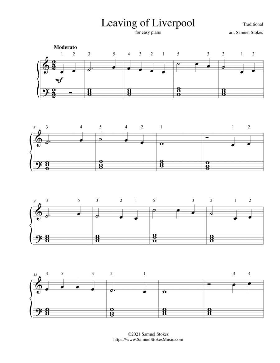 Leaving of Liverpool - for easy piano (arr. Samuel Stokes)