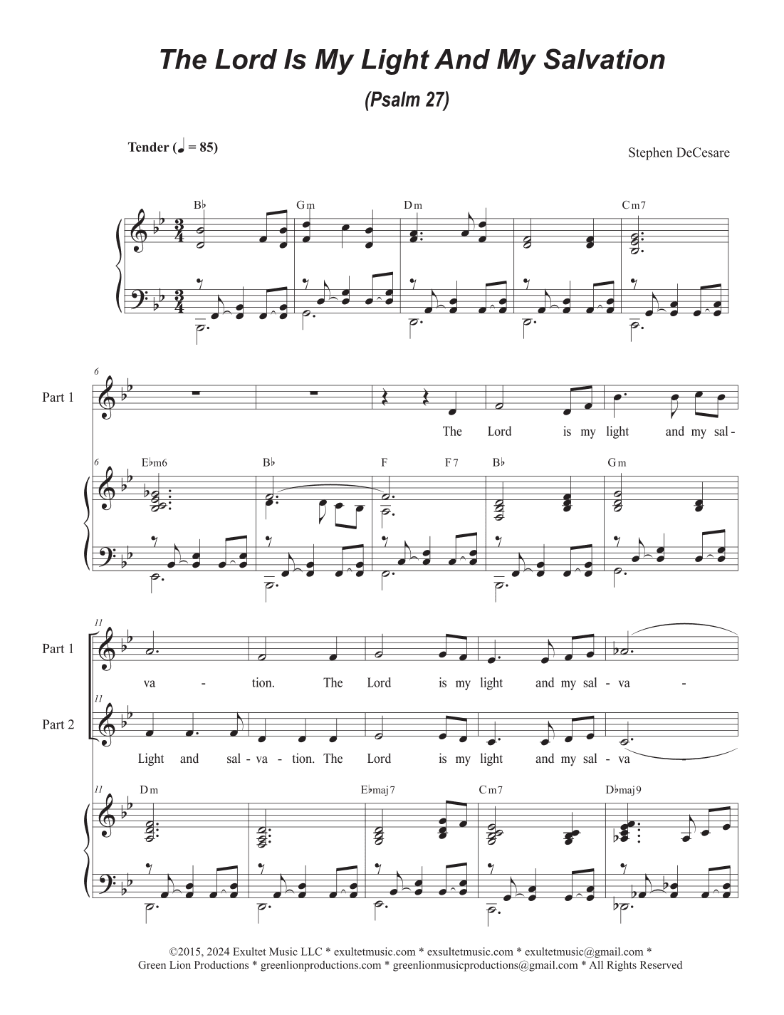 The Lord Is My Light And My Salvation (Psalm 27) (2-part choir)
