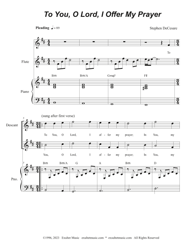 To You, O Lord, I Offer My Prayer (Unison choir / Two-Part Mixed)