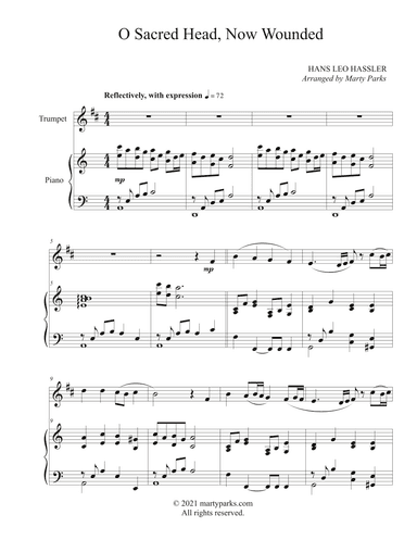 O Sacred Head, Now Wounded (Trumpet-Piano) (arr. Marty Parks)