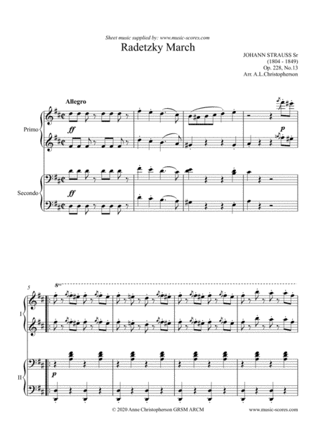Radetsky March - Piano Duet (arr. Anne L Christopherson GRSM ARCM)