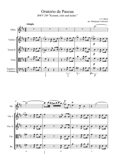 The Easter Oratorio (Oster-Oratorium) Bach (oboe and string quartet) (arr. M. Contreras)