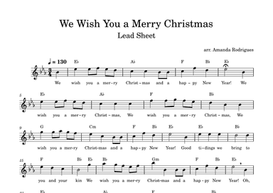 We Wish You a Merry Christimas - Easy Lead Sheet in Eb Major (arr. Amanda Rodrigues)
