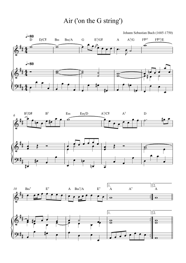 Air ('On the G srings') Oboe (with chords) (arr. Alex Nunes Rodrigues)