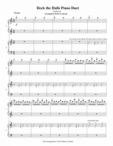 Deck the Halls Piano Four Hands (arr. Brian Lockard)