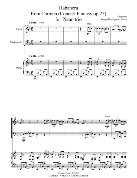 Habanera from Carmen Concert Fantasy op.25 Arranged for Piano trio (arr. Ognyan Petrov)