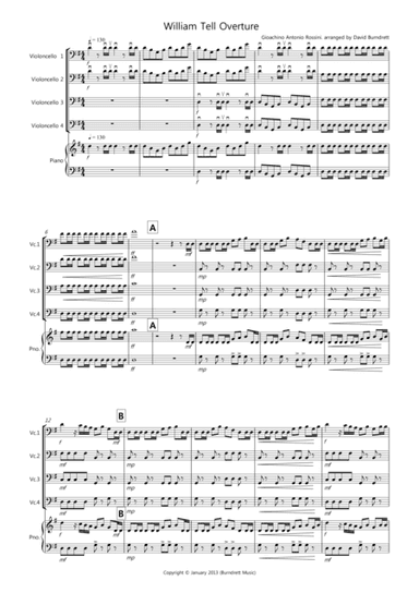 William Tell Overture for Cello Quartet (arr. David Burndrett)