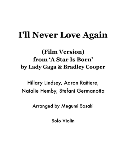 I'll Never Love Again (arr. Megumi Sasaki)