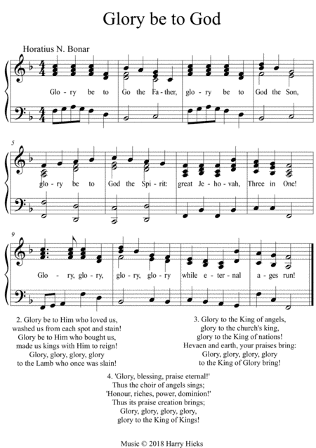 Glory be to God. A new tune a wonderful Horatius Bonar hymn.