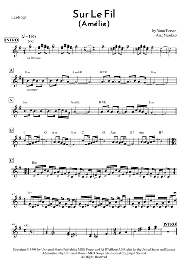 Sur Le Fil (arr. Musikeo)