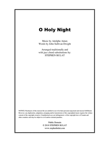 O Holy Night - Lead sheet arranged in traditional and jazz style (key of Bb) (arr. Stephen Bulat)