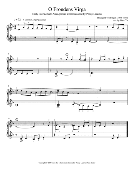 O Frondens Virga - Early Intermediate Piano Arrangement (arr. Marc Yu)