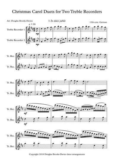 Christmas Carol Duets for Alto Recorders (arr. Douglas Brooks-Davies)