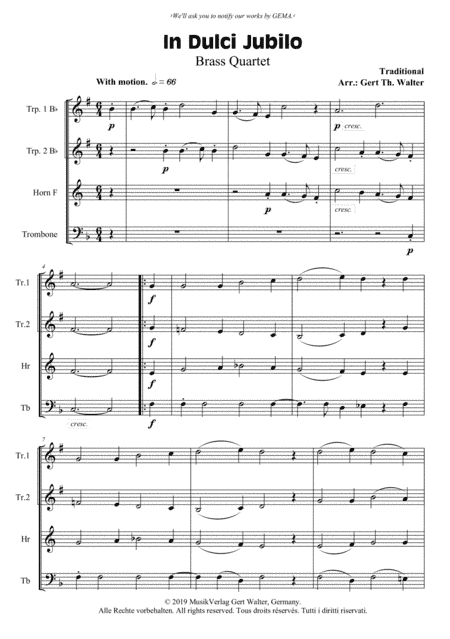 In Dulci Jubilo (arr. Gert Th. Walter)