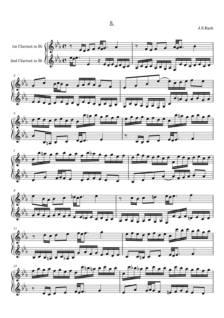 Bach: Invention 5 for two clarinets (arr. Saho Omukai)