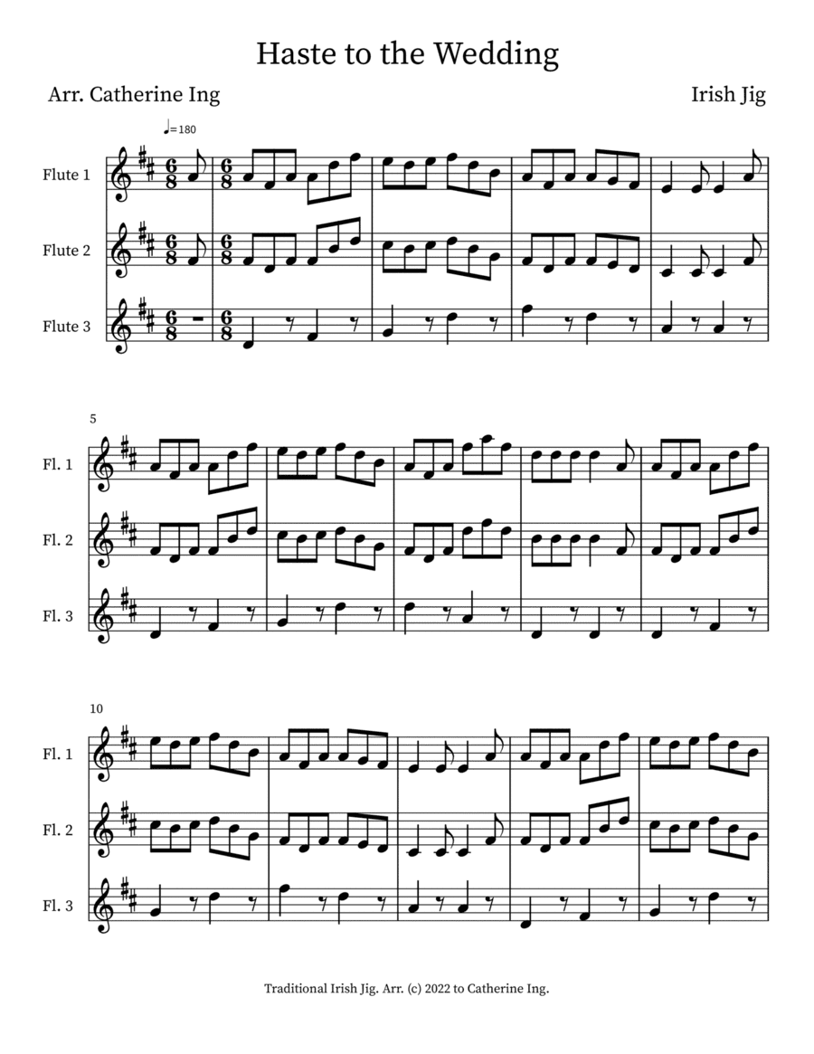 Haste to the Wedding - Flute Trio (arr. Catherine Ing)