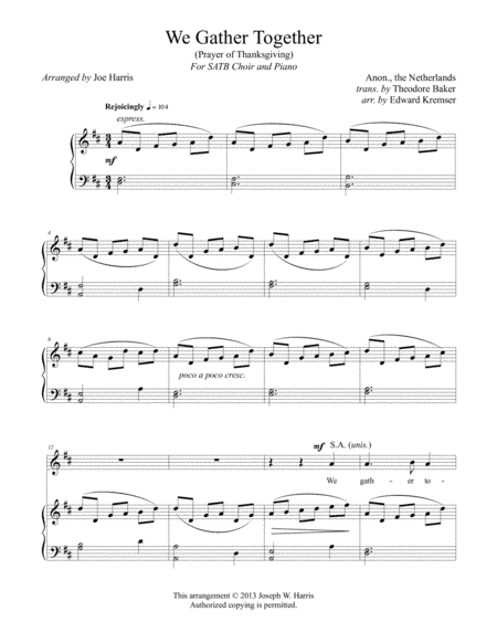 We Gather Together (Prayer of Thanksgiving) (arr. Joe Harris)