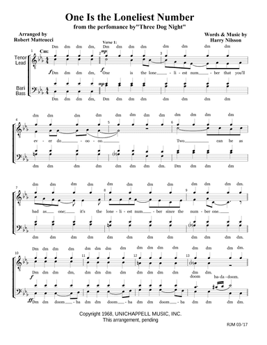 One Is The Loneliest Number (arr. Robert Matteucci)
