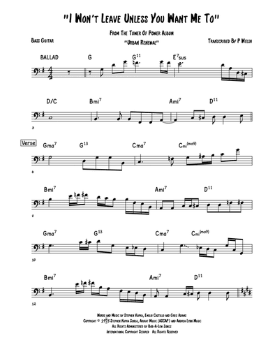 I Won't Leave Unless You Want Me To (arr. Accubass)