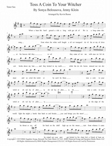 Toss A Coin To Your Witcher (arr. Kevin Busse)
