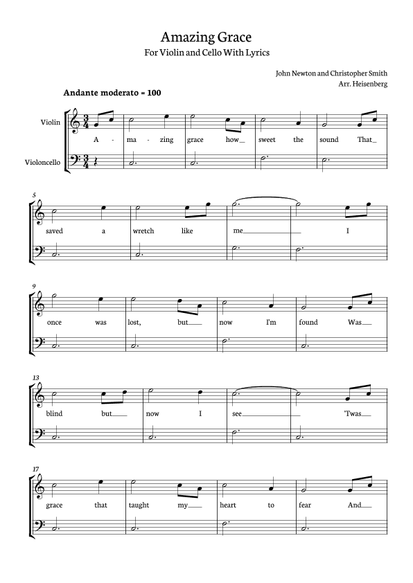 Amazing Grace (arr. Heisenberg)