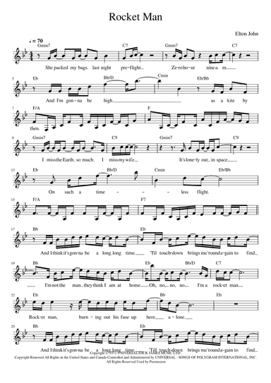 Rocket Man (i Think It's Gonna Be A Long Long Time) (arr. Jack Vaughan)