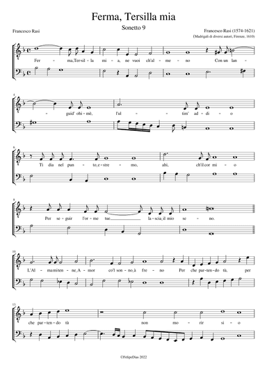 Ferma, Tersilla mia (arr. Early Music Scores)