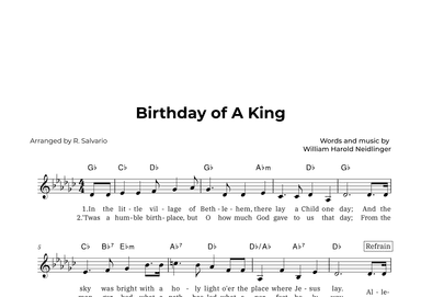 Birthday of A King (Key of G-Flat Major) (arr. R. Salvario)